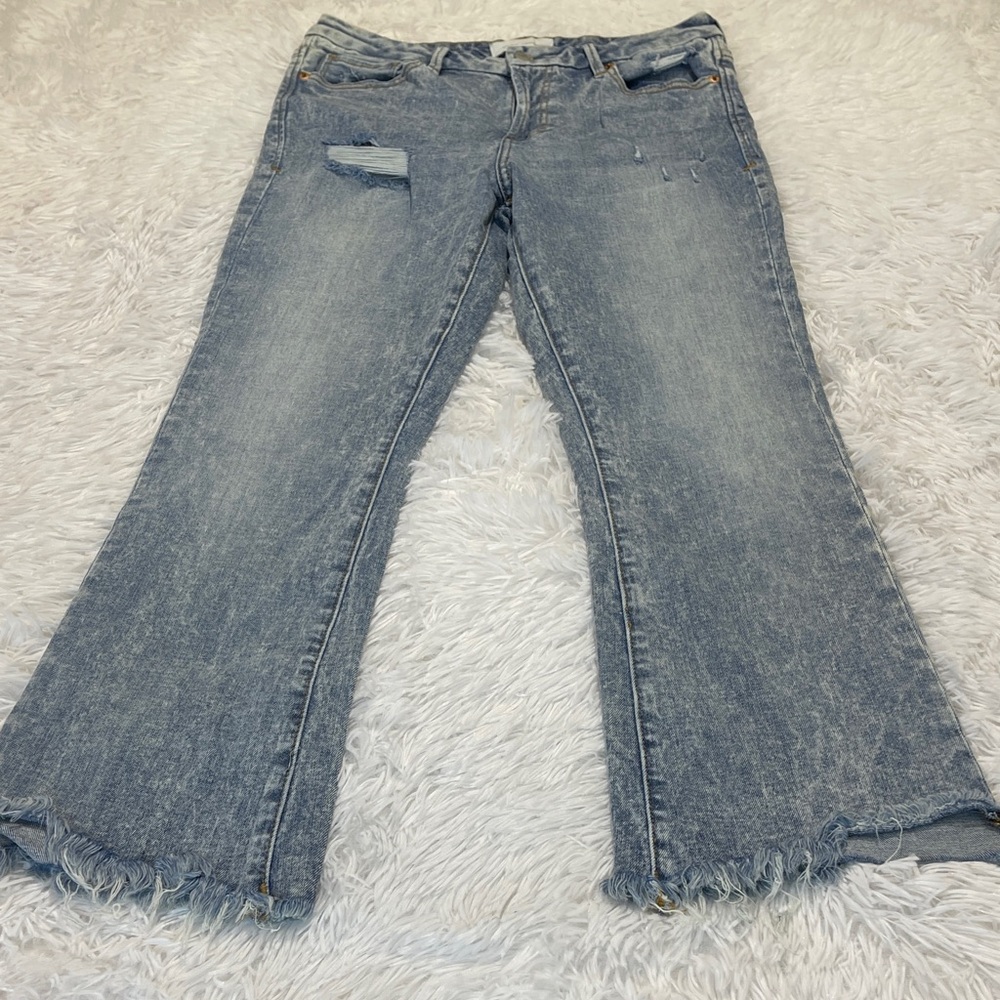 Dear John Light Blue Flare Distressed Jeans JEANNE WOMENS SIZE 29
